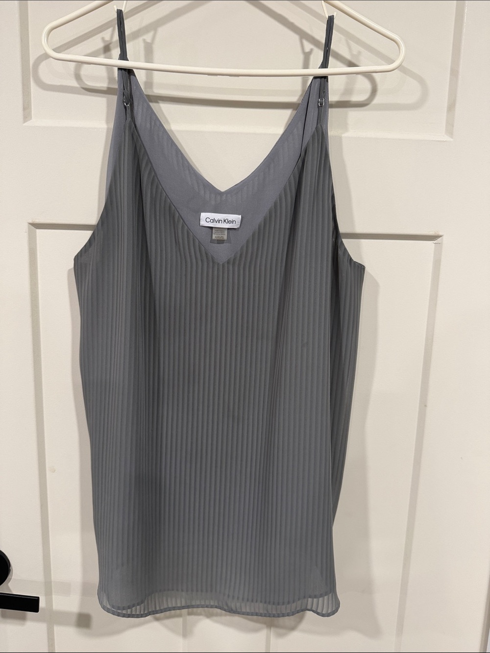 Calvin Klein Steel Gray Pleated Satin Cami